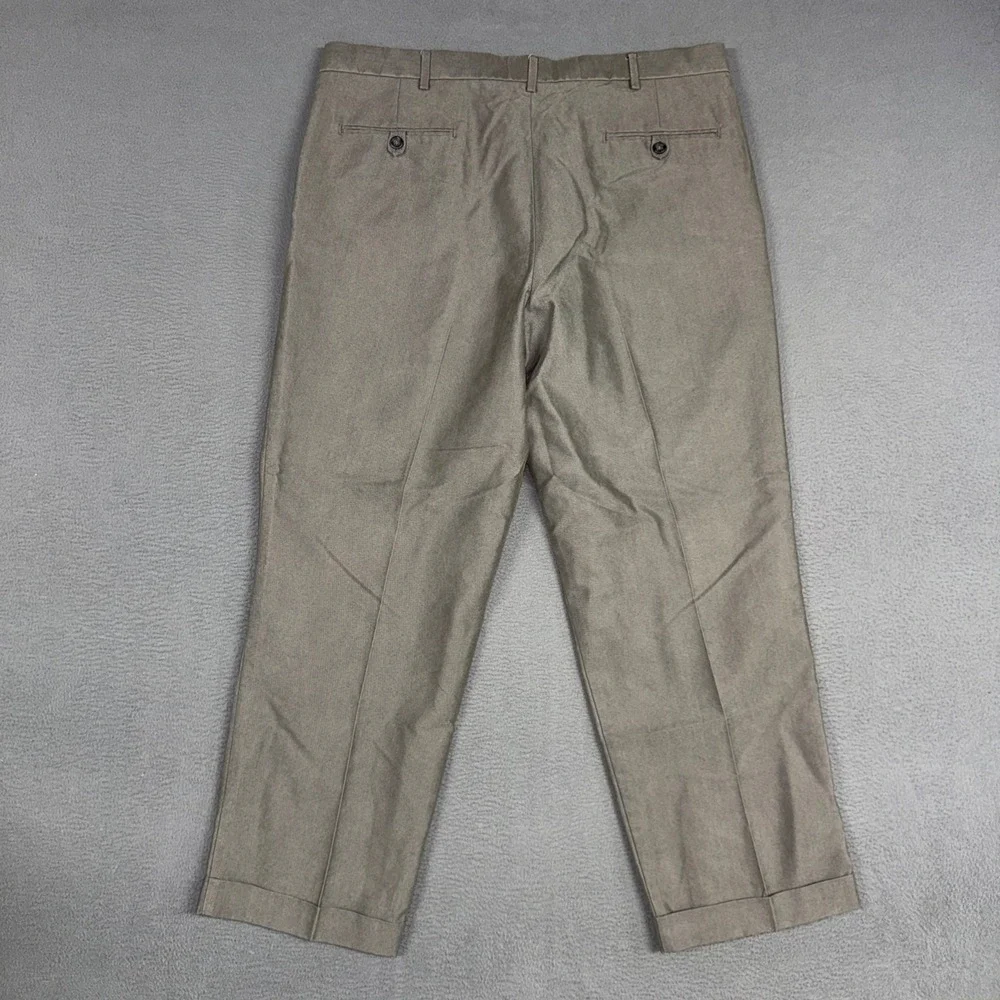 Dockers Pants Mens 38x30 Gray Brown Pleated Relaxed Cuffed Tencel Blend Dress